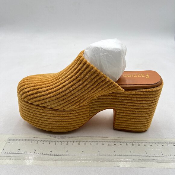 Pazzion Goldenrod Platform Round Toe Mule Clogs Slip On Chunky Heel Slipper - Picture 2 of 8